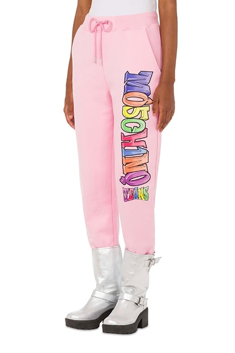 PINK COTTON PANTS WITH MULTICOLOR LOGO PINK 1
