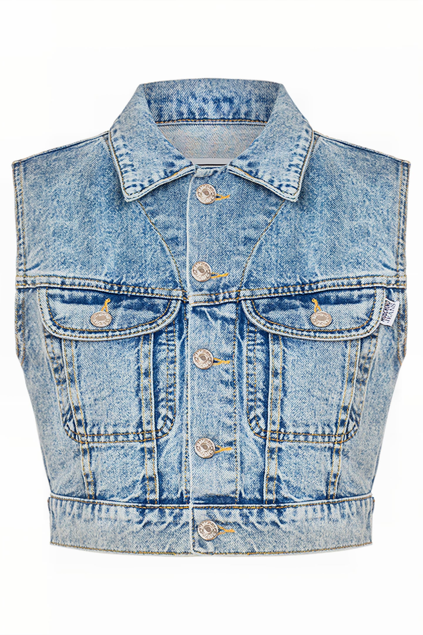 CROPPED VEST IN RECYCLED DENIM BLUE 3
