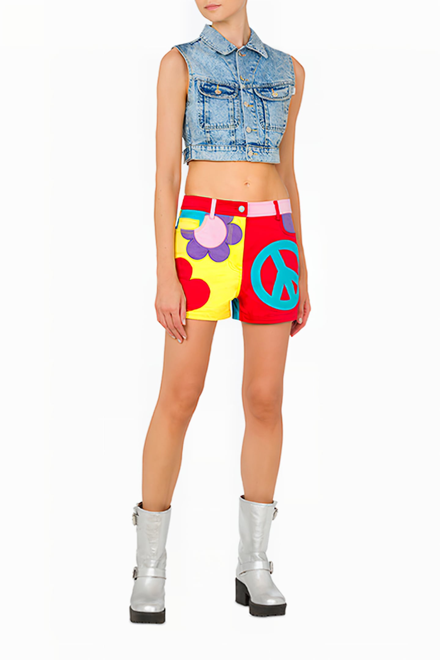 CROPPED VEST IN RECYCLED DENIM BLUE 1