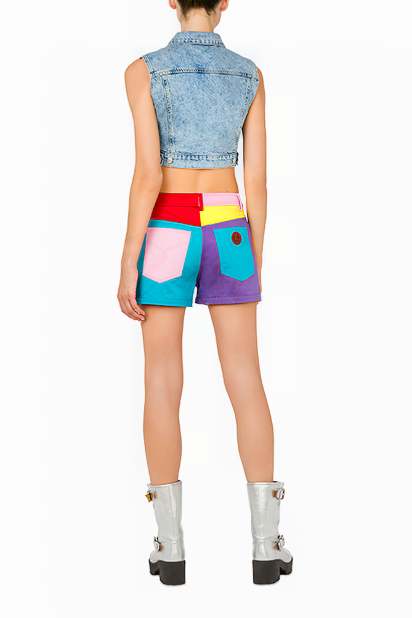 CROPPED VEST IN RECYCLED DENIM BLUE 2