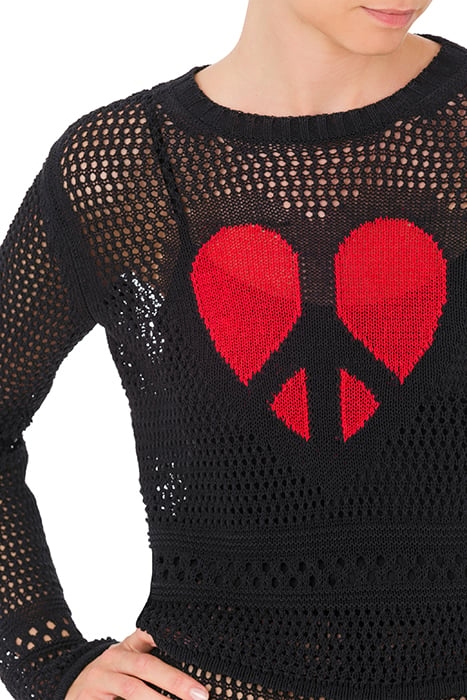 PEACE & LOVE PERFORATED KNIT SWEATER BLACK 4