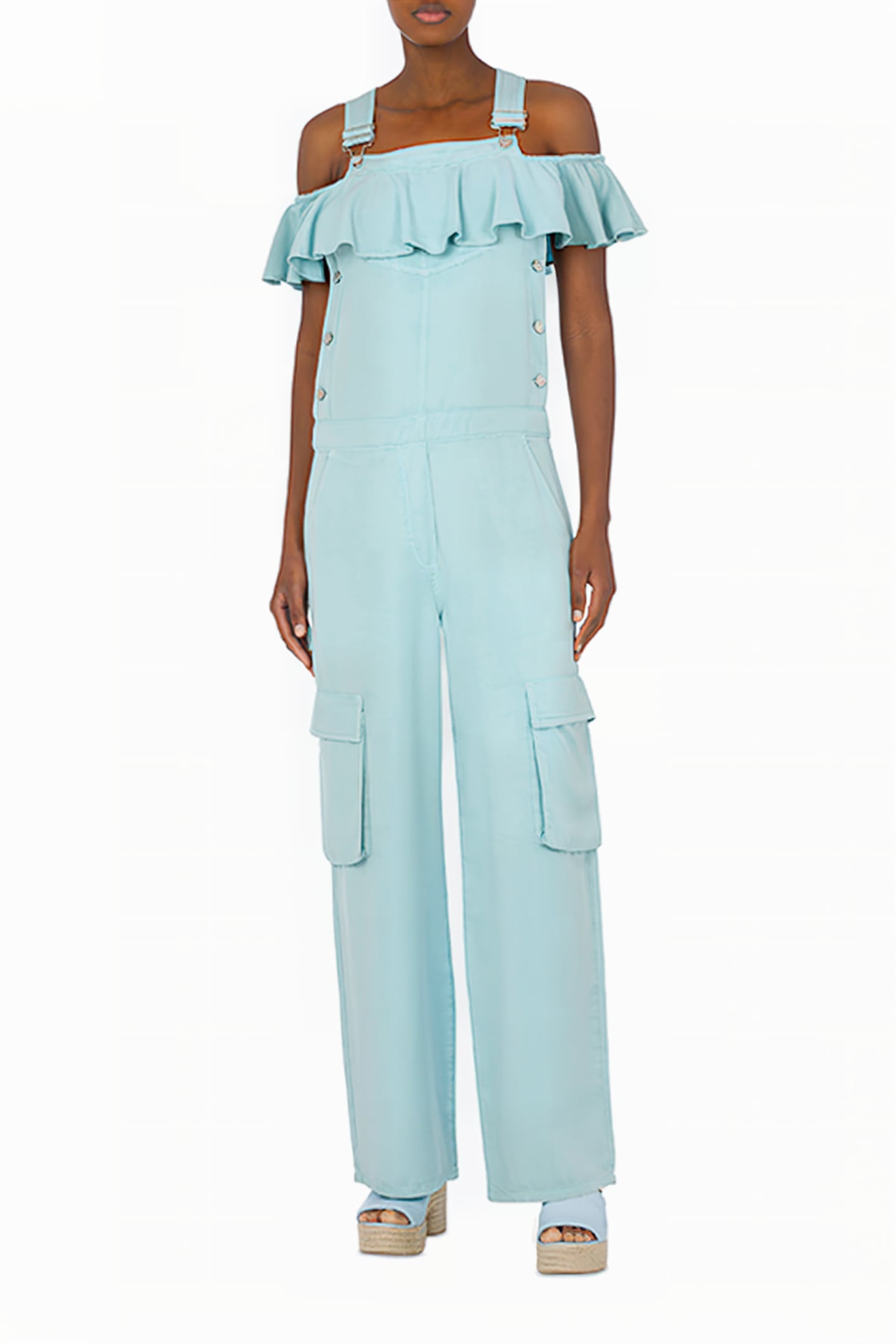 GARMENT-DYED LYOCELL DUNGAREES BLUE 1