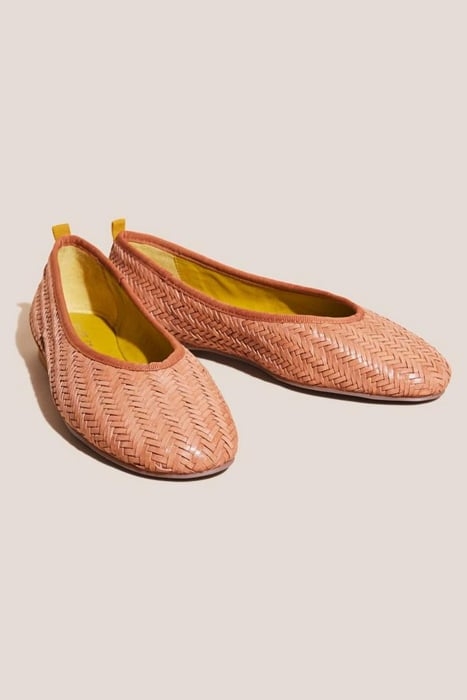 WOVEN LEATHER BALLET PUMP MID TAN 2