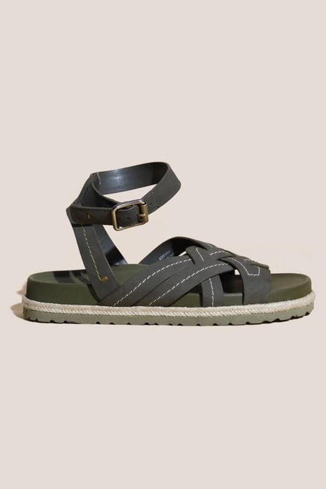 WEAVE FOOTBED SANDAL KHAKI GREEN 1