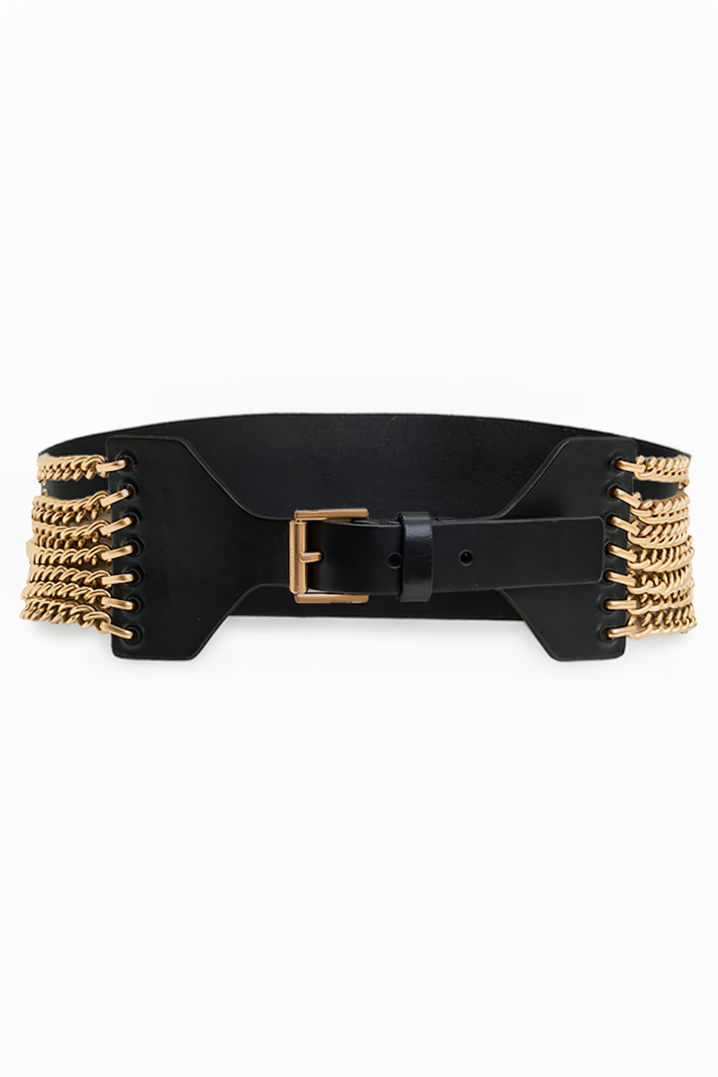 ZORA CHAIN WIDE BELT BLACK/WARM BRASS 1