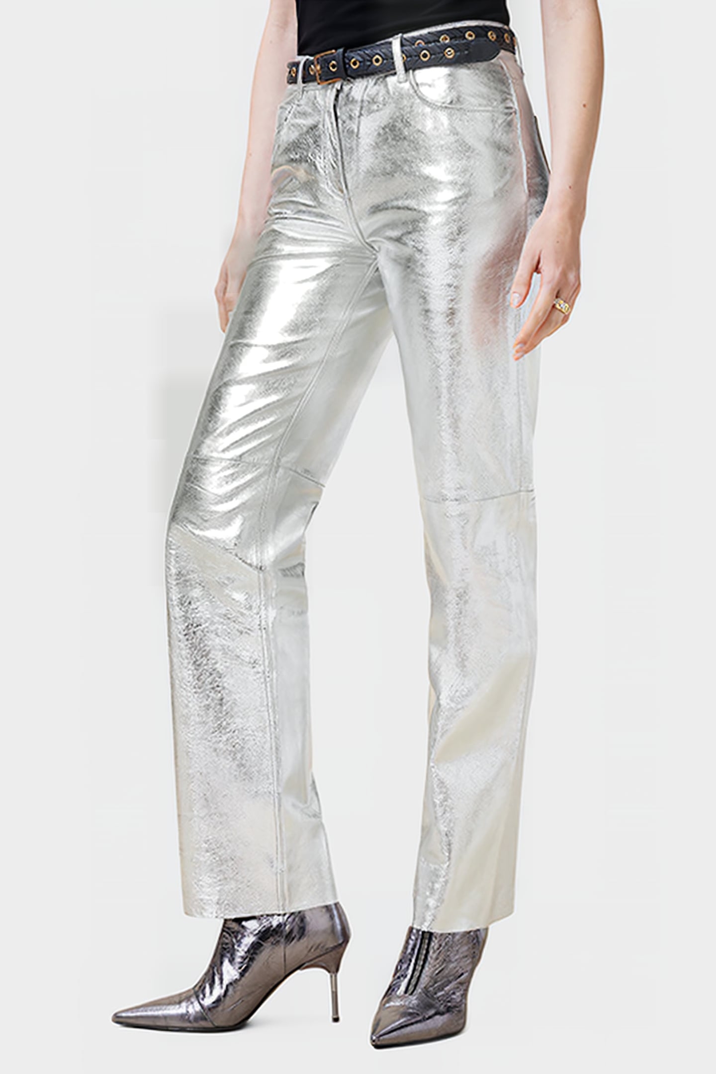 SAIGE FOIL TROUSER SILVER 1