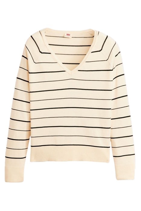 PETAL VNECK SWEATER OLYMPIC STRIPE WHITE 3