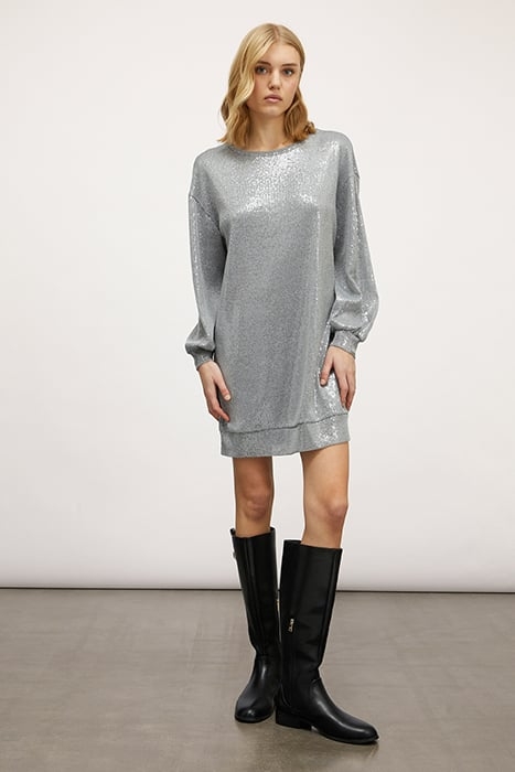 SHINY EFFECT PLUSH DRESS GREY 1