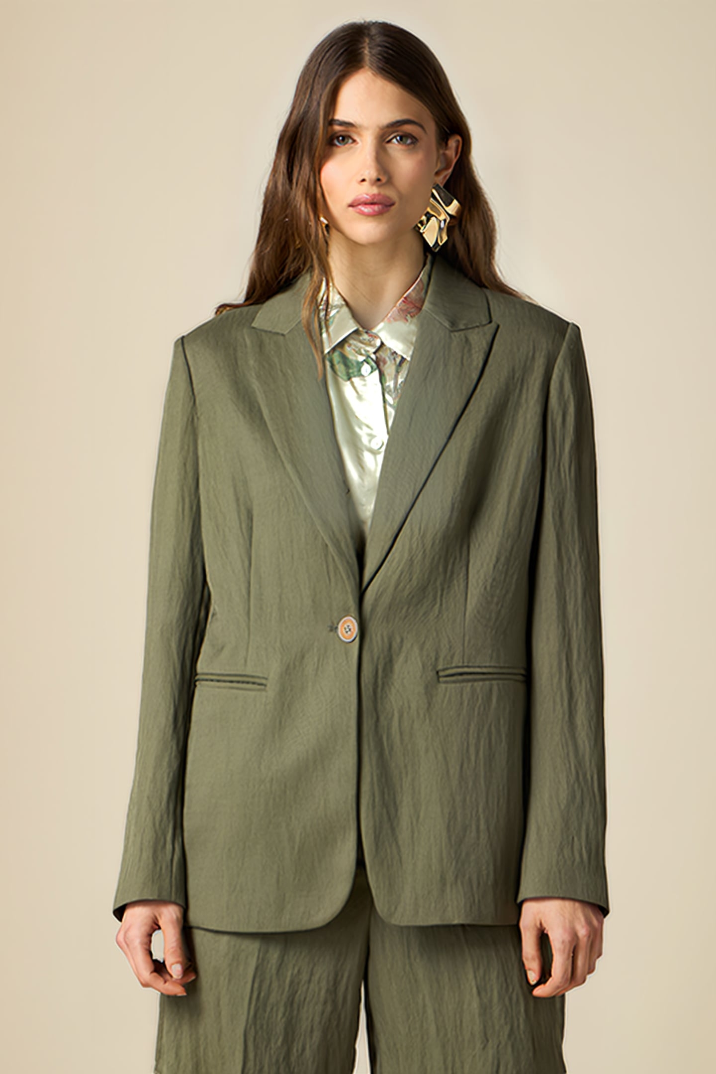 TENCEL-BLEND BLAZER GREEN 1