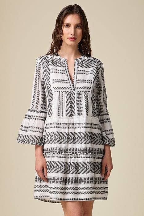 SHORT FLARED COTTON DRESS WHITE 1