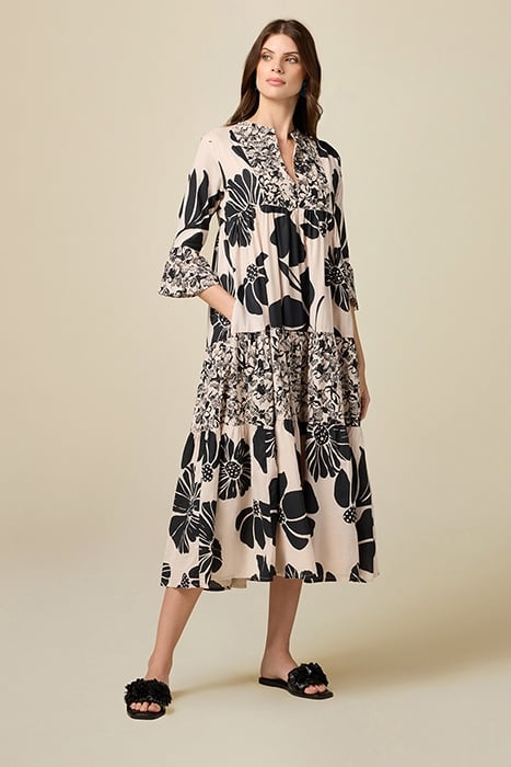 LONG COTTON DRESS WITH PATTERN NATURAL 1