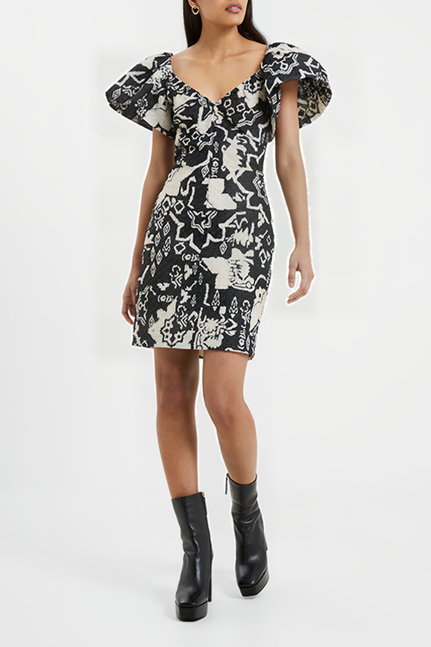 DEON CANDRA JACQUARD DRESS BLACK/CREAM 2
