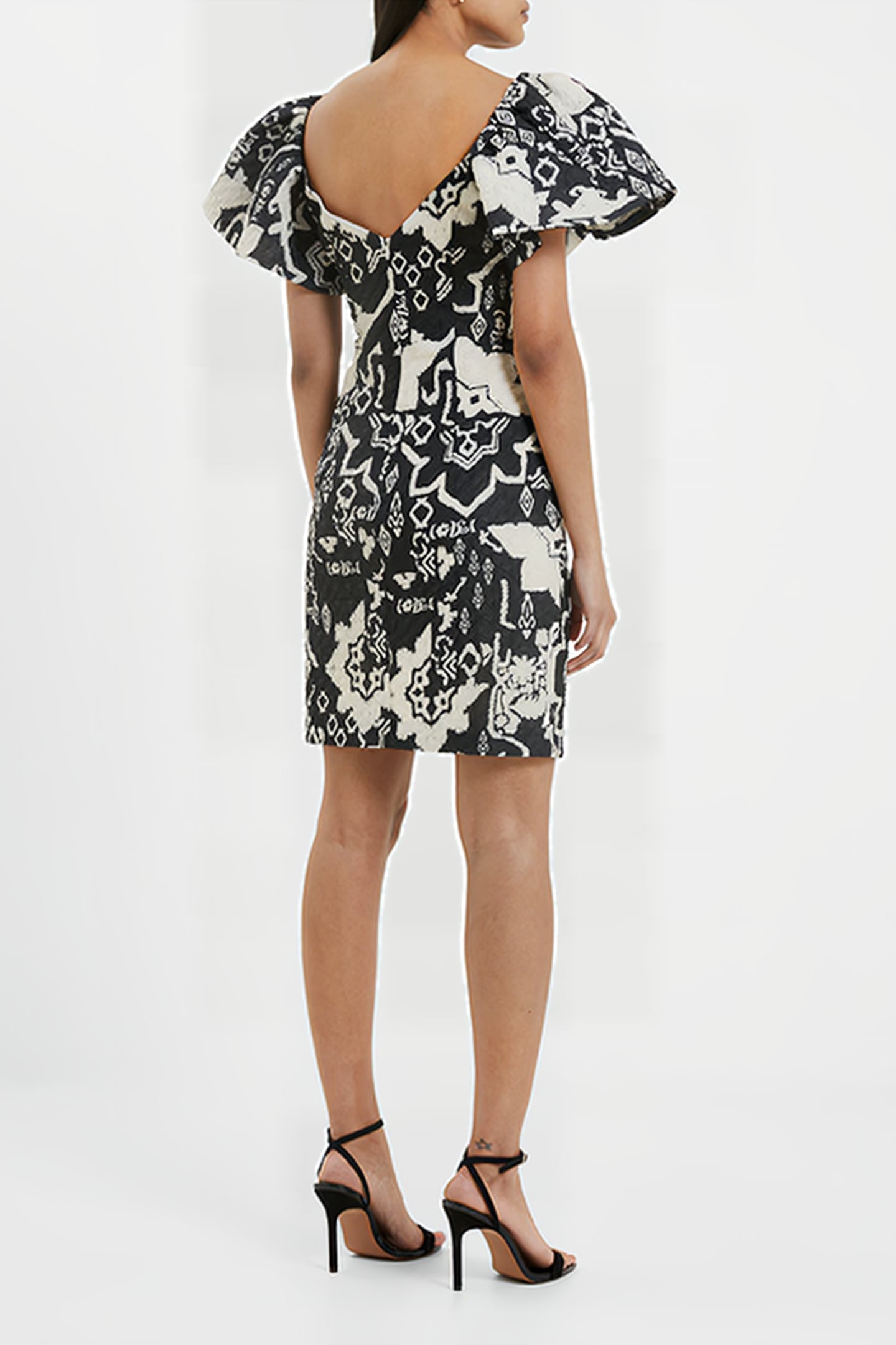DEON CANDRA JACQUARD DRESS BLACK/CREAM 3