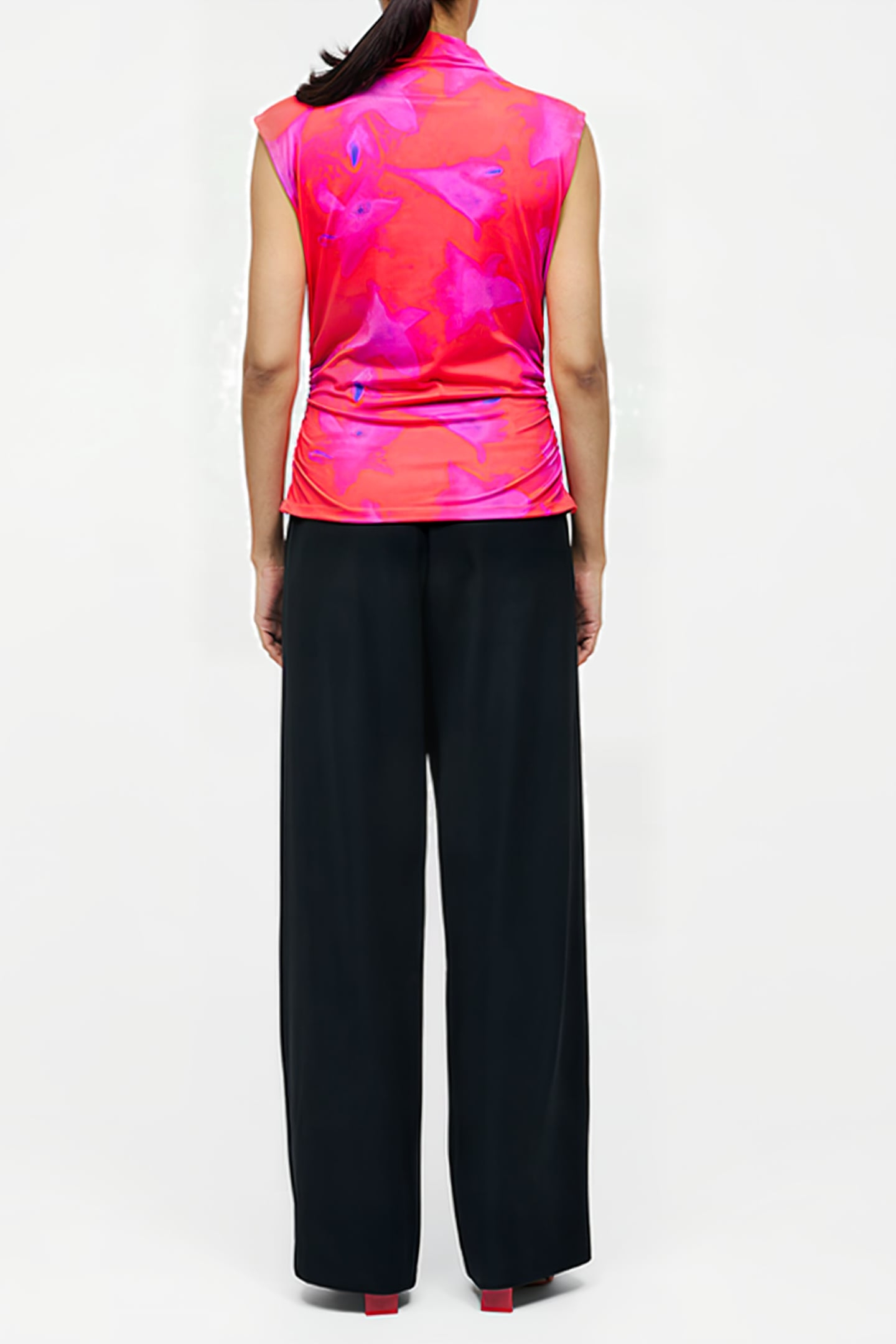 CHRISTY RUCHED SLEEVELESS TOP RASPBERRY SORBET MLT 3