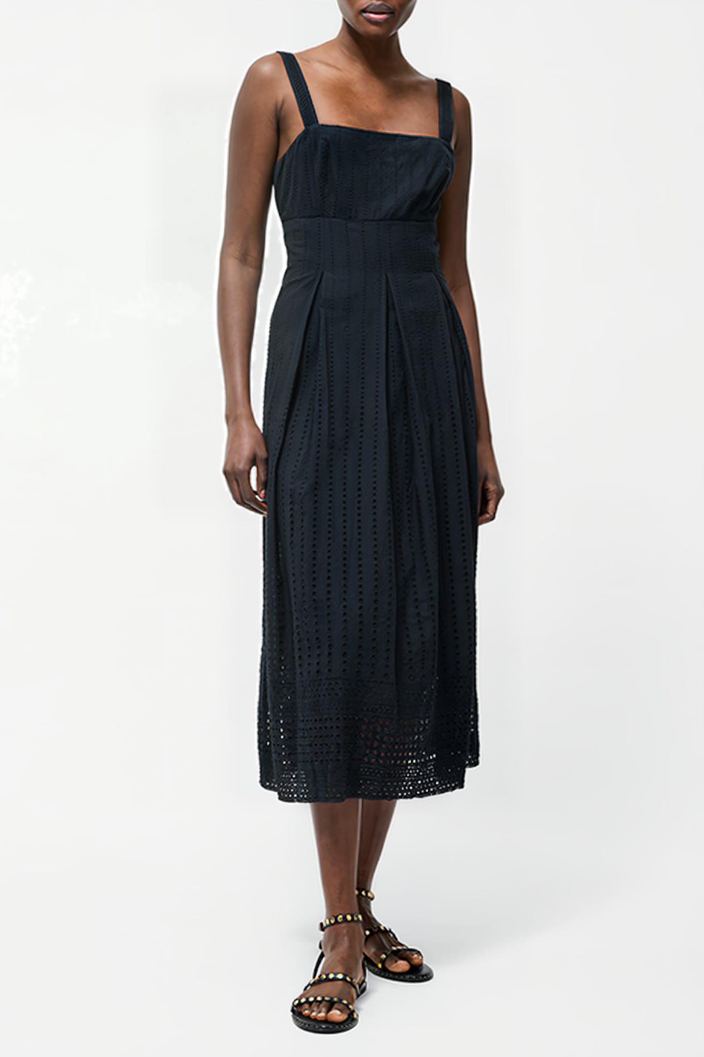 BRODERIE STRAP DRESS M SS25 BLACK 2