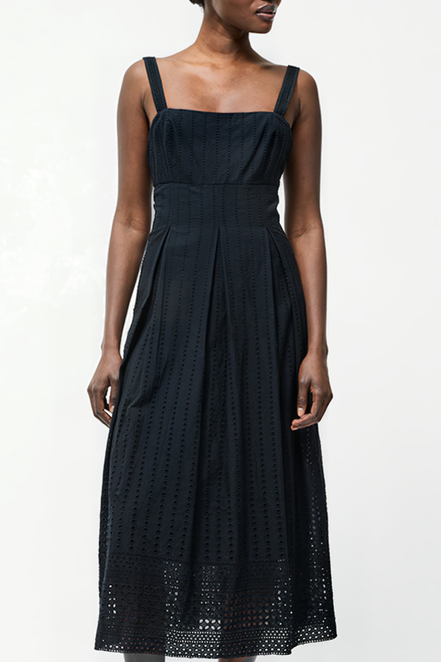 BRODERIE STRAP DRESS M SS25 BLACK 1