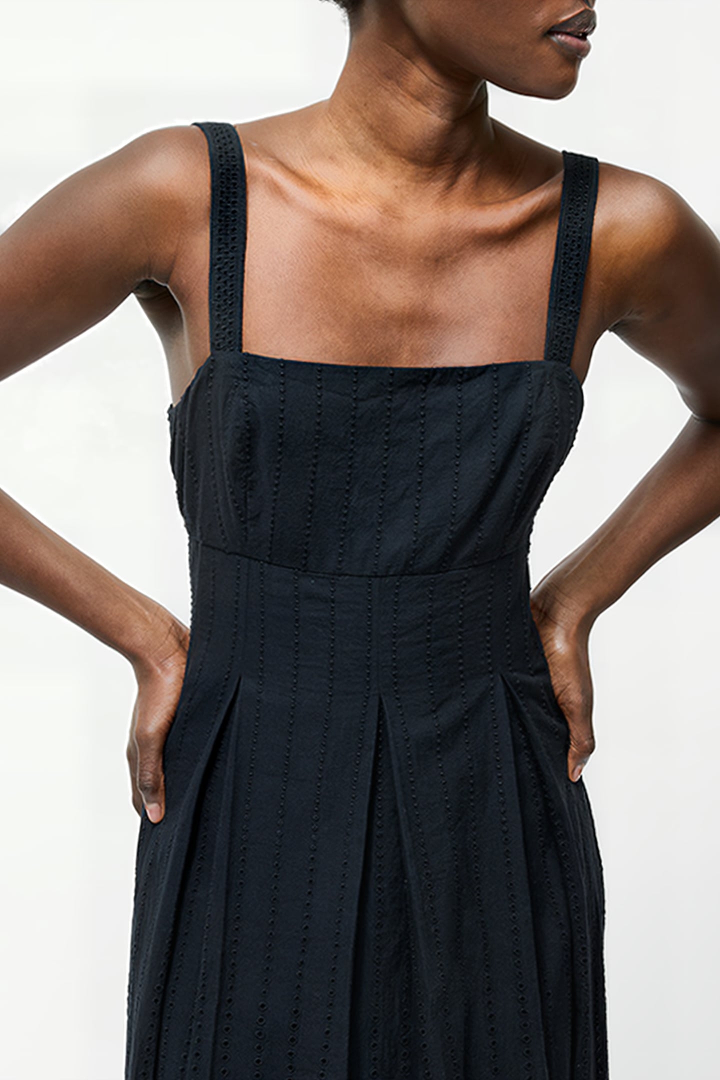 BRODERIE STRAP DRESS M SS25 BLACK 4