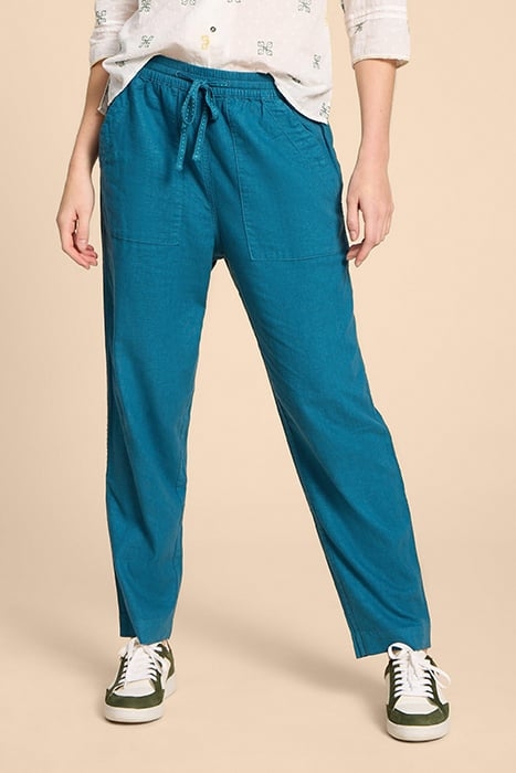 ELLE LINEN BLEND TROUSER MID TEAL 1