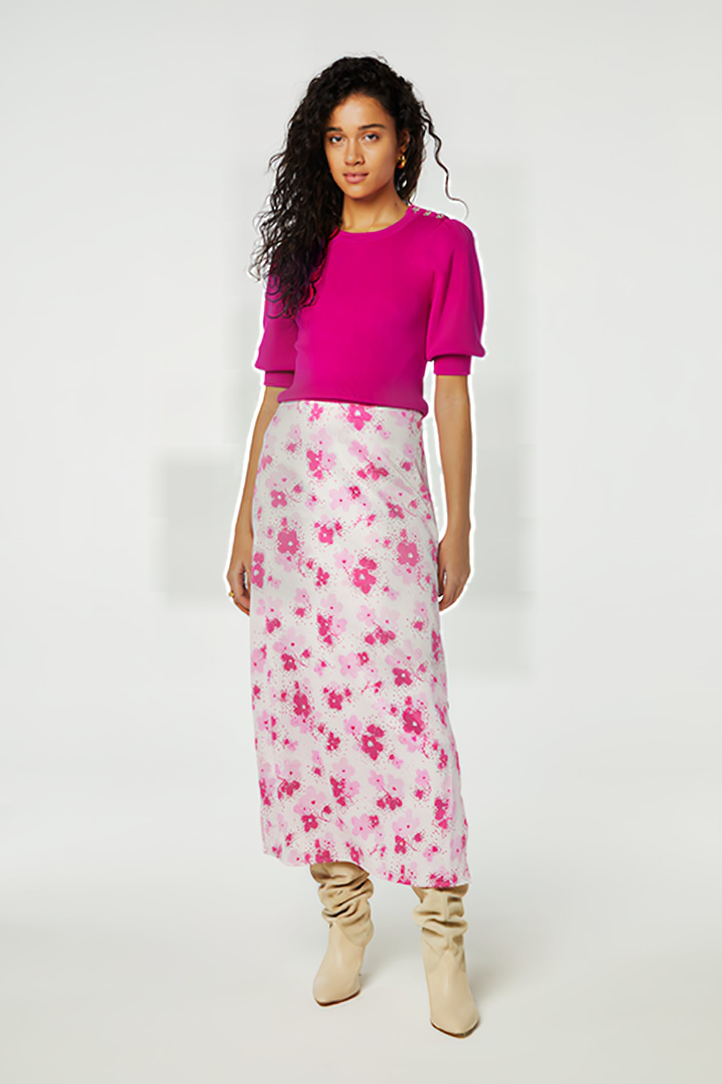 LAURIE SKIRT HOT PINK/CREAM WHITE 1