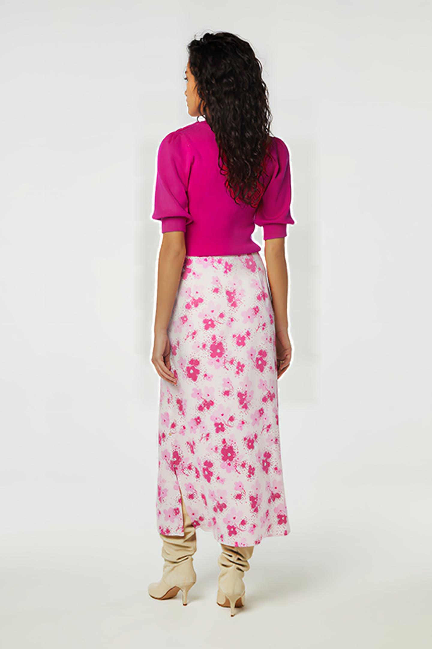 LAURIE SKIRT HOT PINK/CREAM WHITE 2