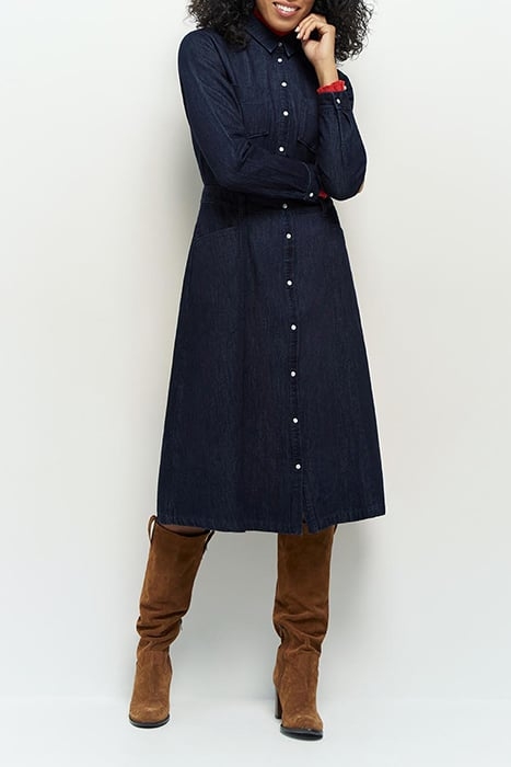 REBUS _ RAW DENIM MIDI SHIRT DRESS WITH PRESS STUDS 3
