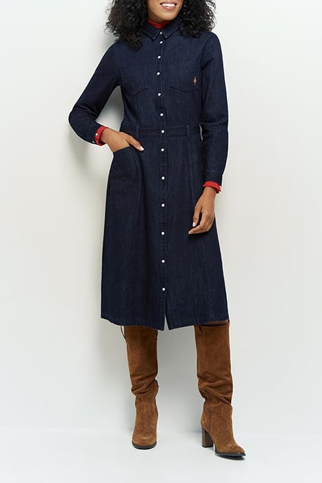 REBUS _ RAW DENIM MIDI SHIRT DRESS WITH PRESS STUDS 1