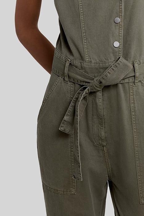 KHAKI LONG JUMPSUIT WITH ASYMMETRIC COLLAR 7