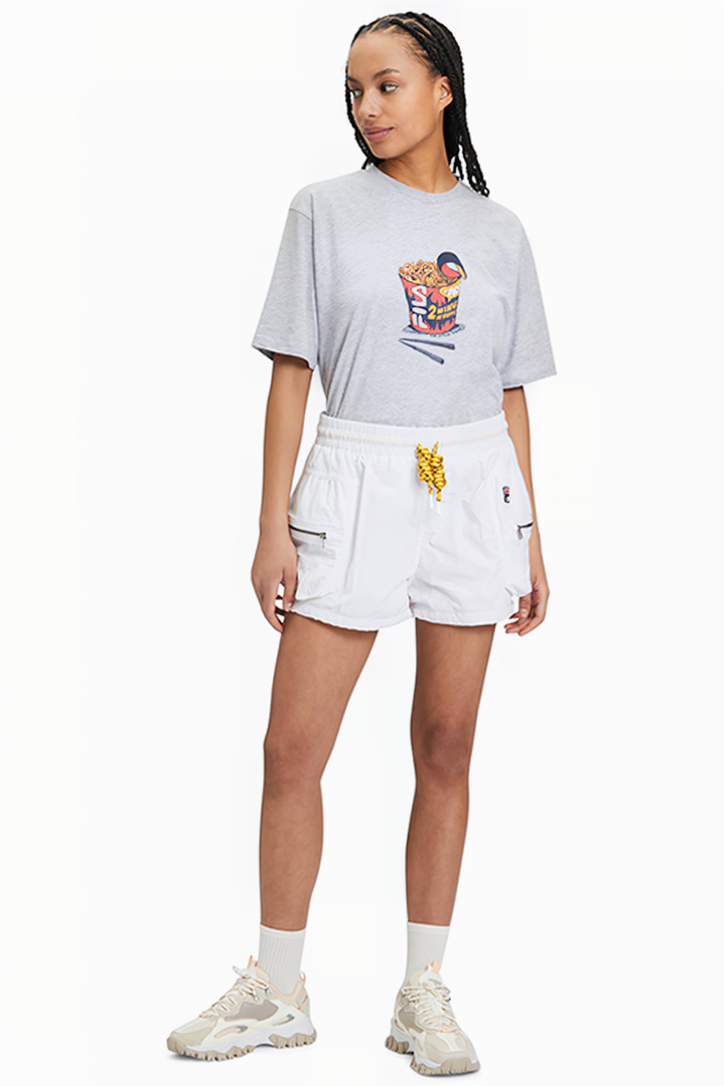 CRINKLE NYLON SHORTS WITH SIZE POCKETS WHITE 3