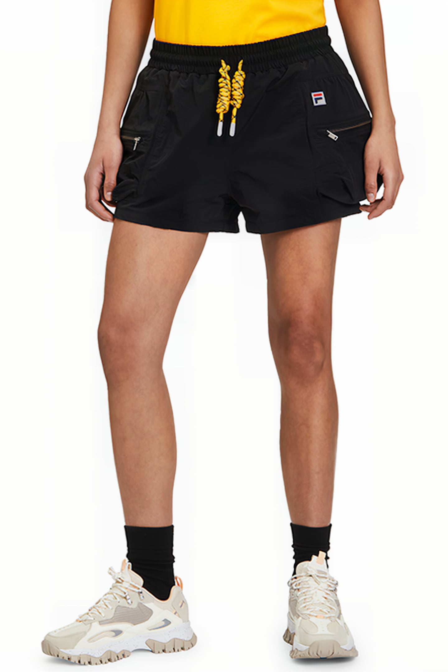 CRINKLE NYLON SHORTS WITH SIZE POCKETS BLACK 1