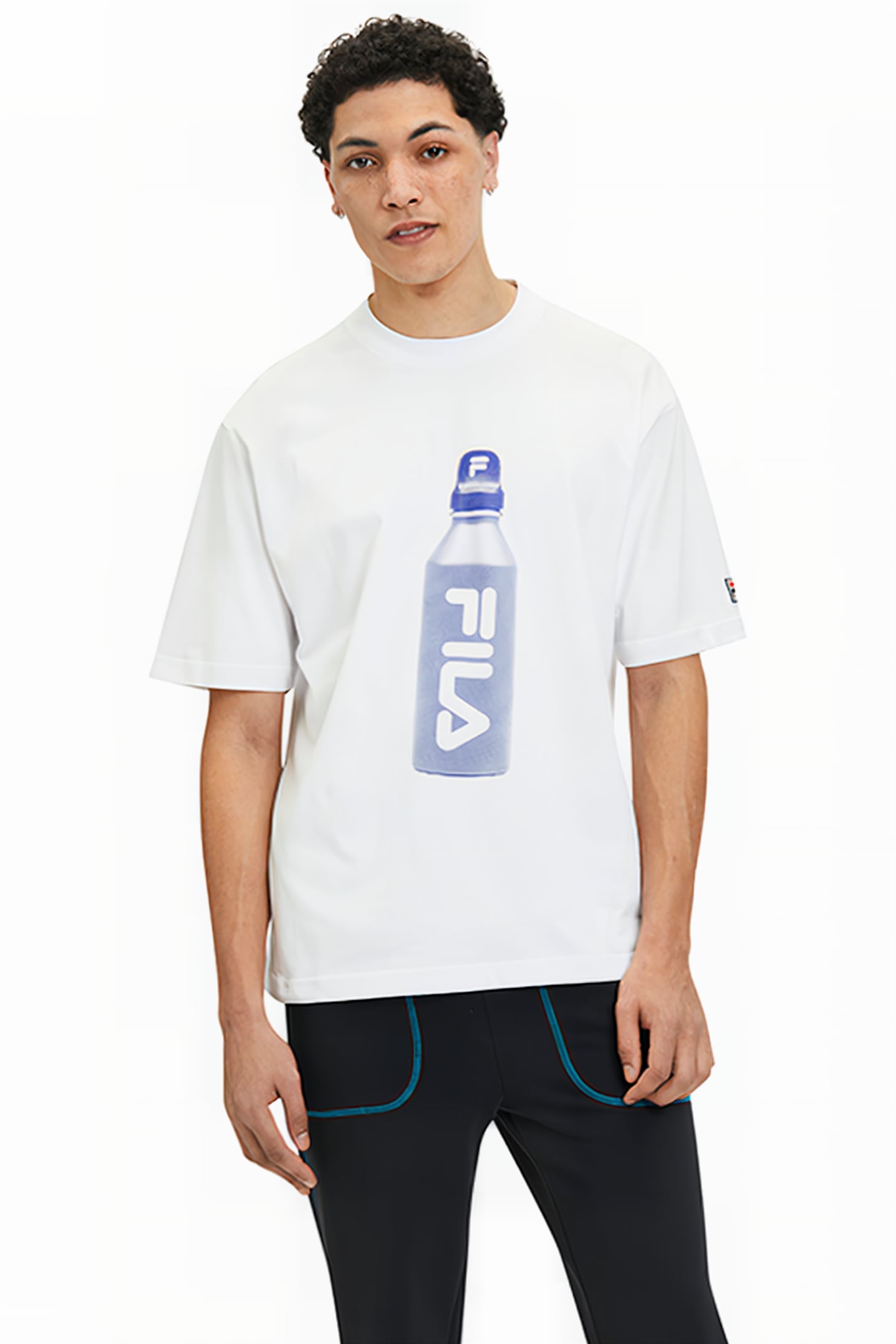 BOXY FIT SHORT SLEEVES T-SHIRT WITH WATER BOTTLE GRAPHIC WHI 1