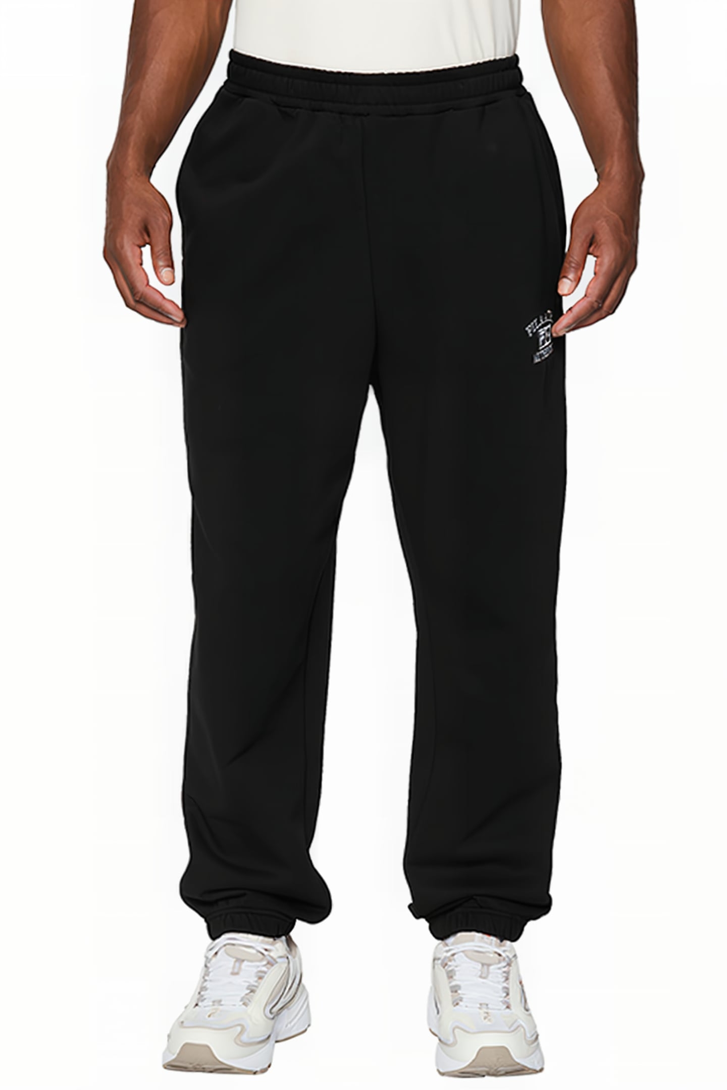 LEZHE GRAPHIC SWEAT PANTS BLACK 1