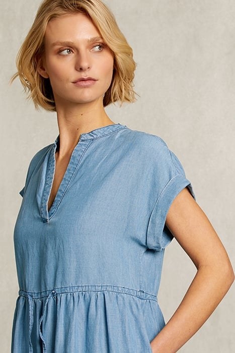 BLUE RUFFLED DENIM DRESS DENIM 4