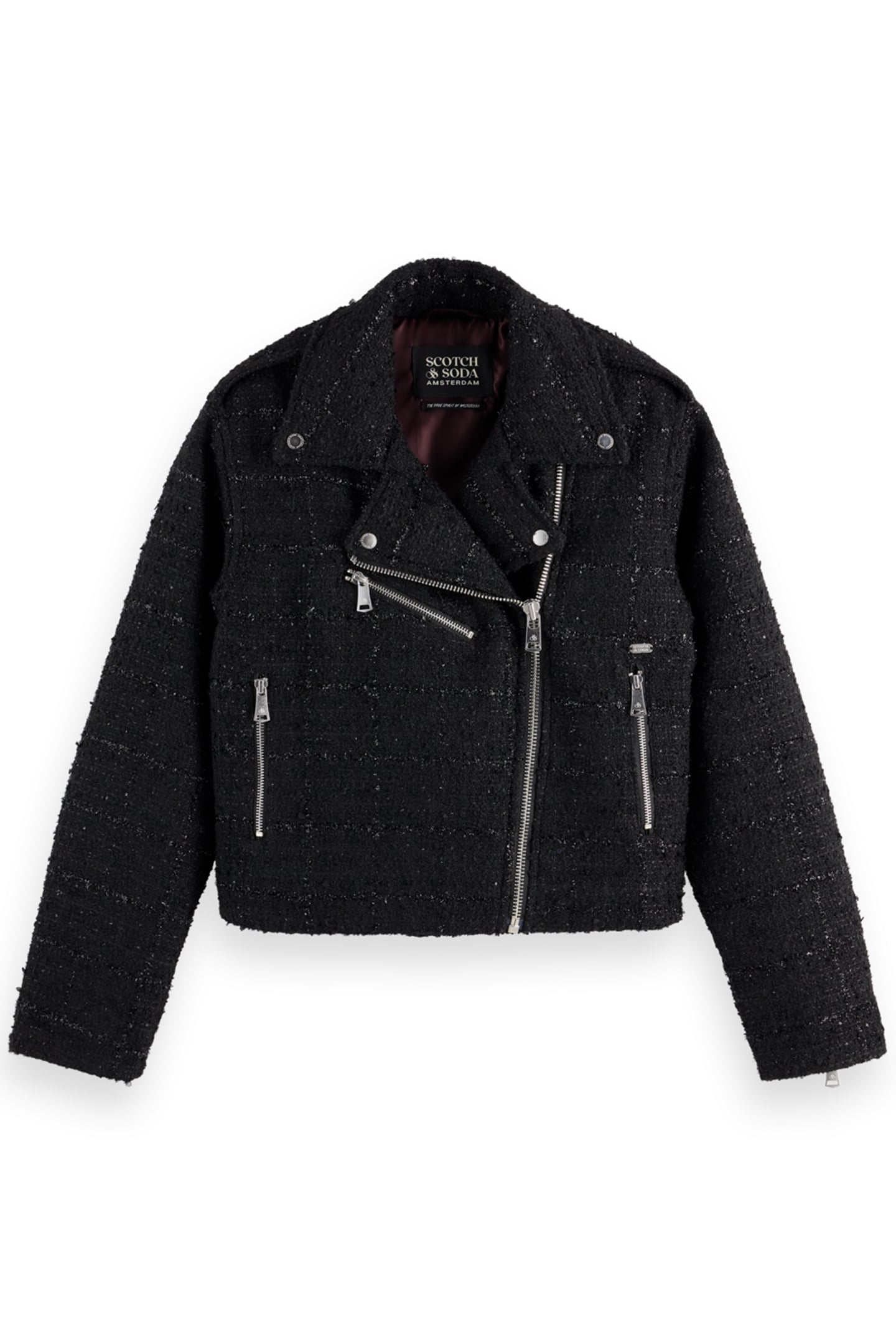 BOUCLE TWEED BIKER JACKET EVENING BLACK 1