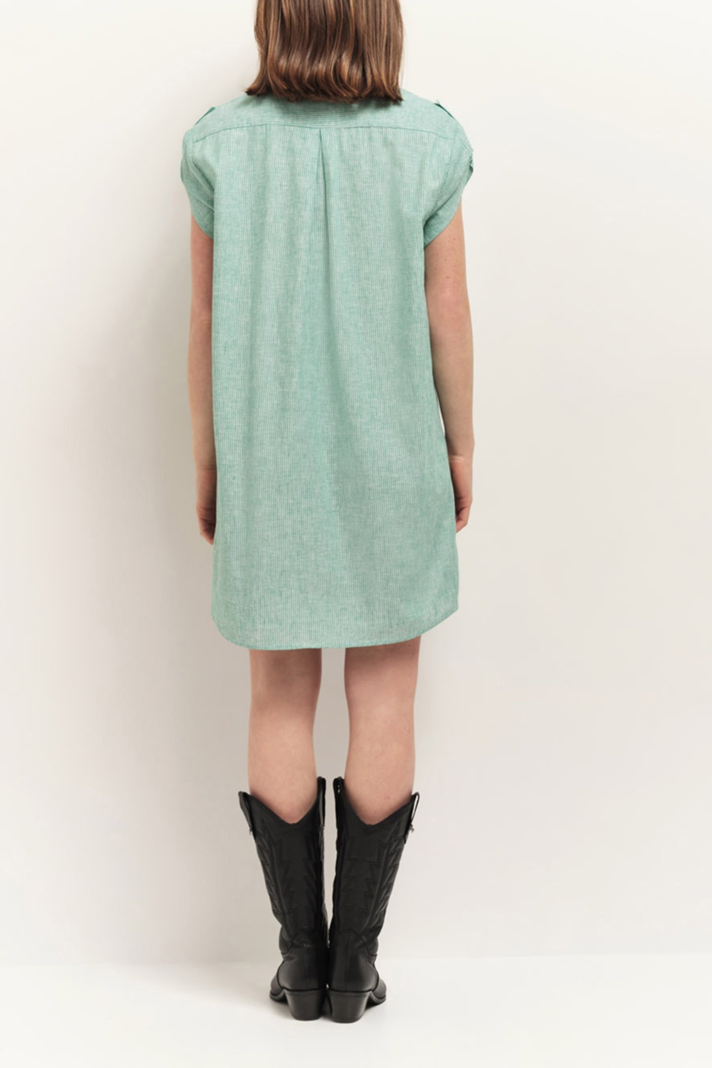 RIEG - ROBE CHEMISE GREEN GRASS MOTIF RAYURES GREEN 2