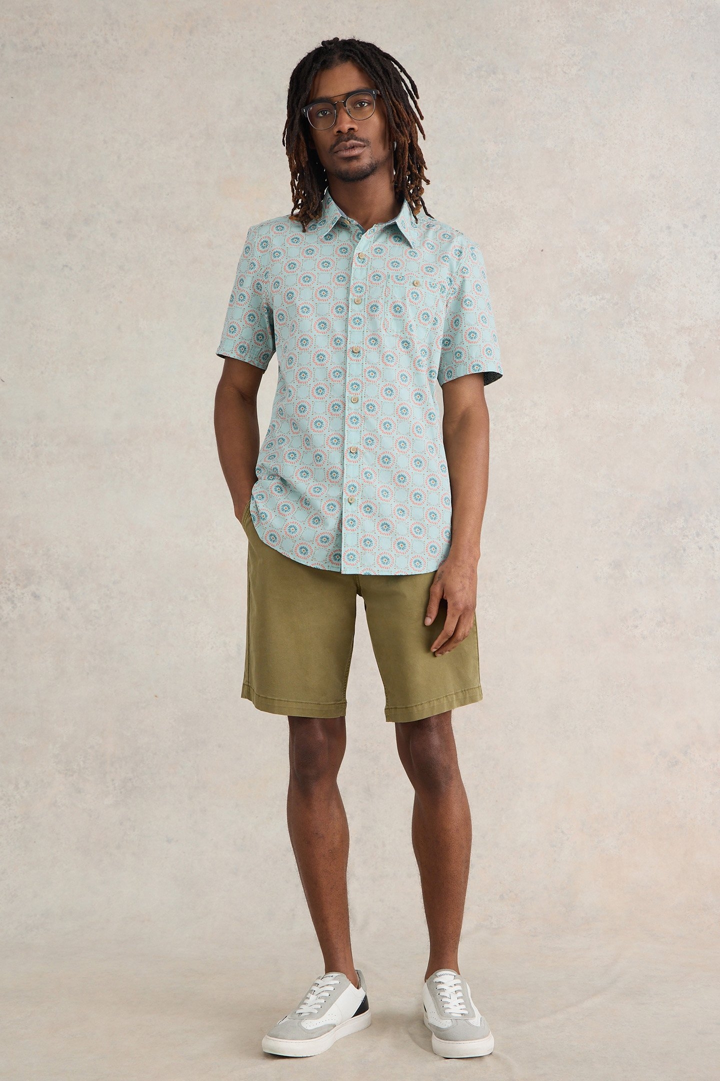 DAISY TILE PRINTED SS SHIRT BLUE PRINT 1