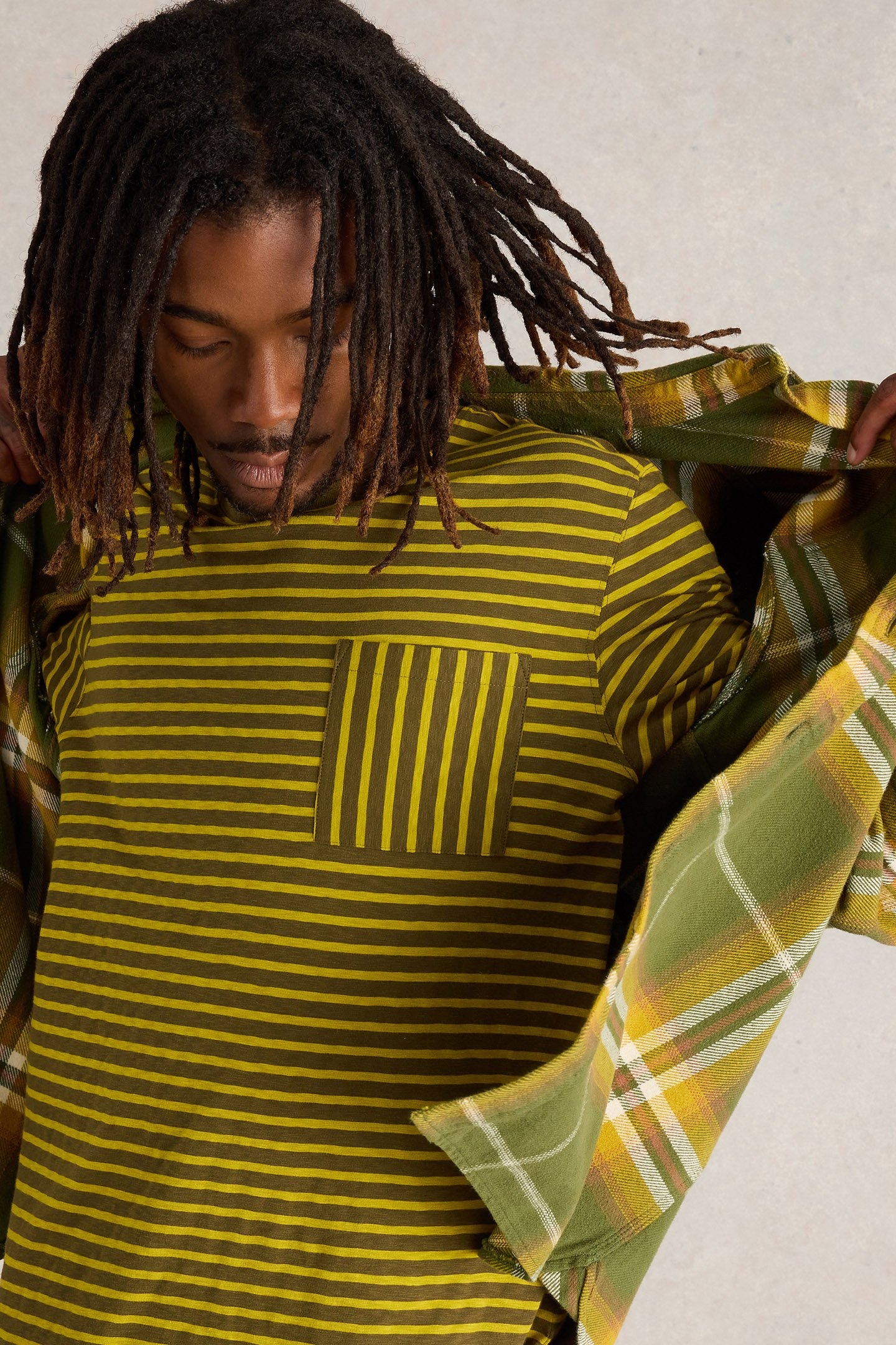 ABERSOCH STRIPE SS TEE GREEN MULTI 4