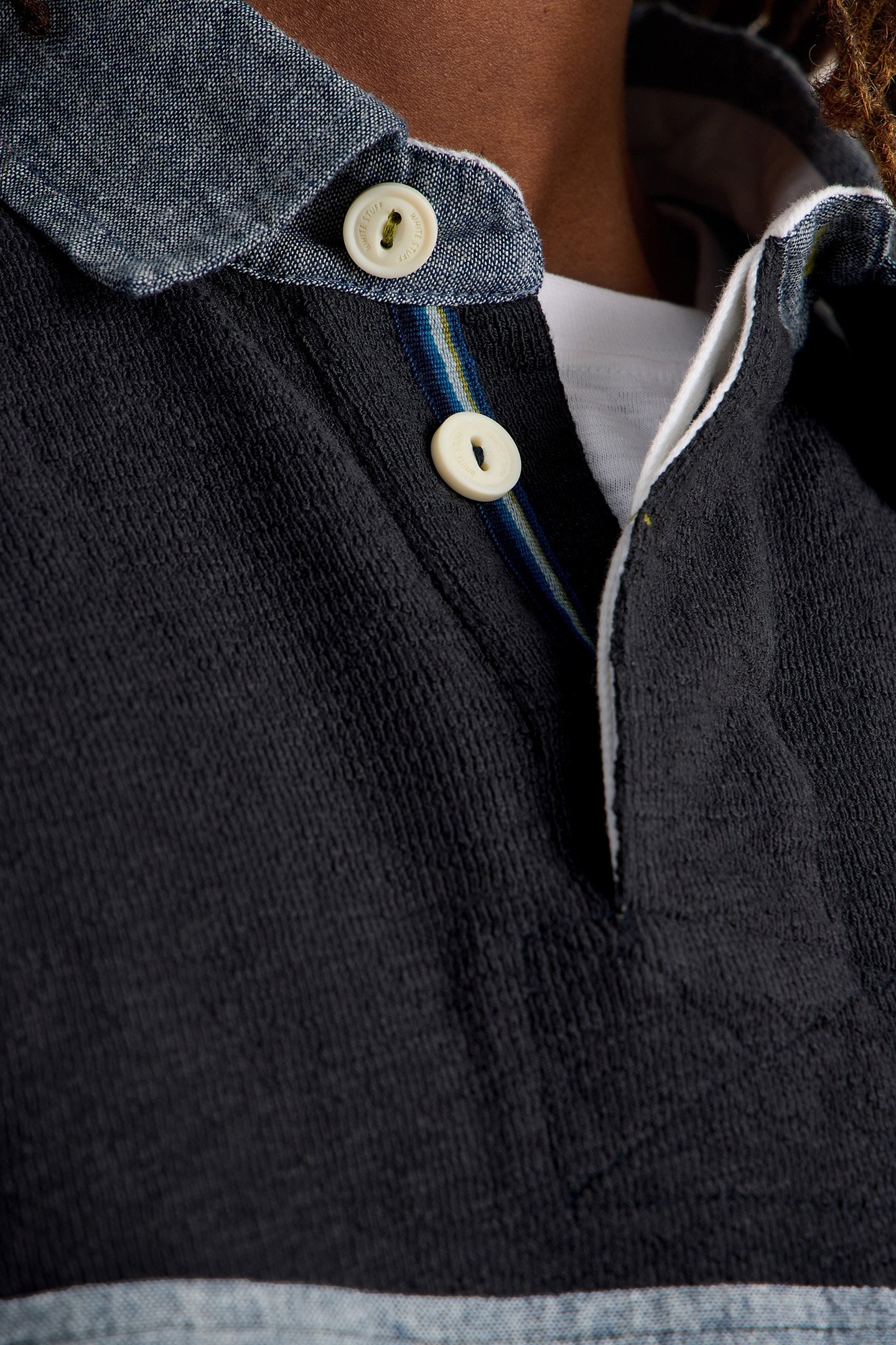 CUT & SEW RUGBY SHIRT MID BLUE 5