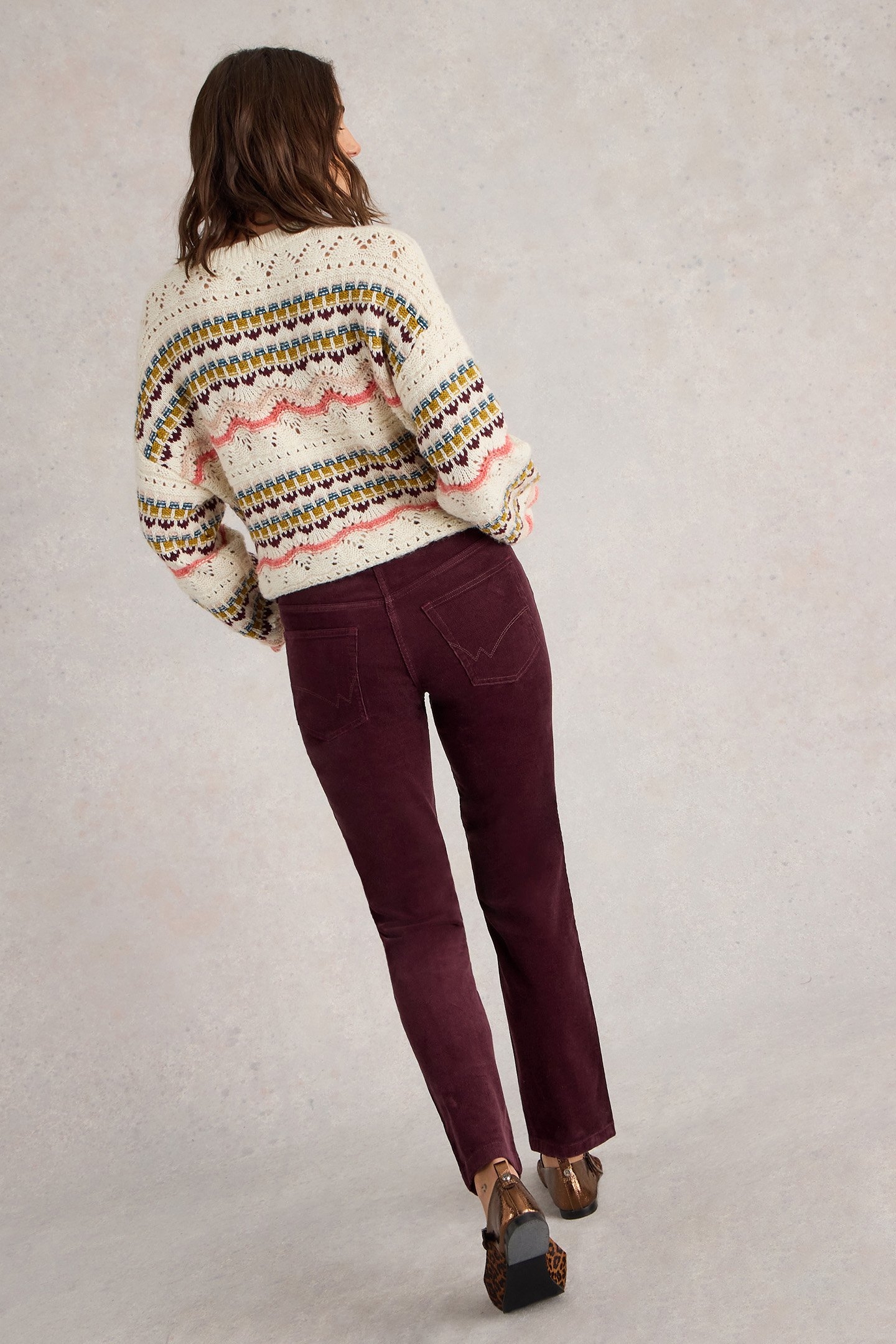 BROOKE STRAIGHT CORD TROUSER MID PLUM 2