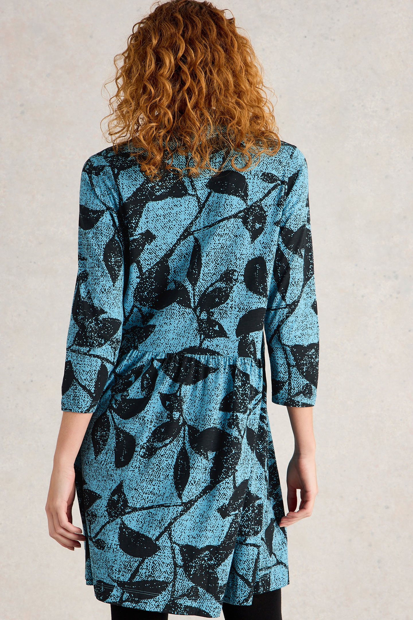 EVERLY JERSEY SHIRT DRESS BLUE PRINT 2