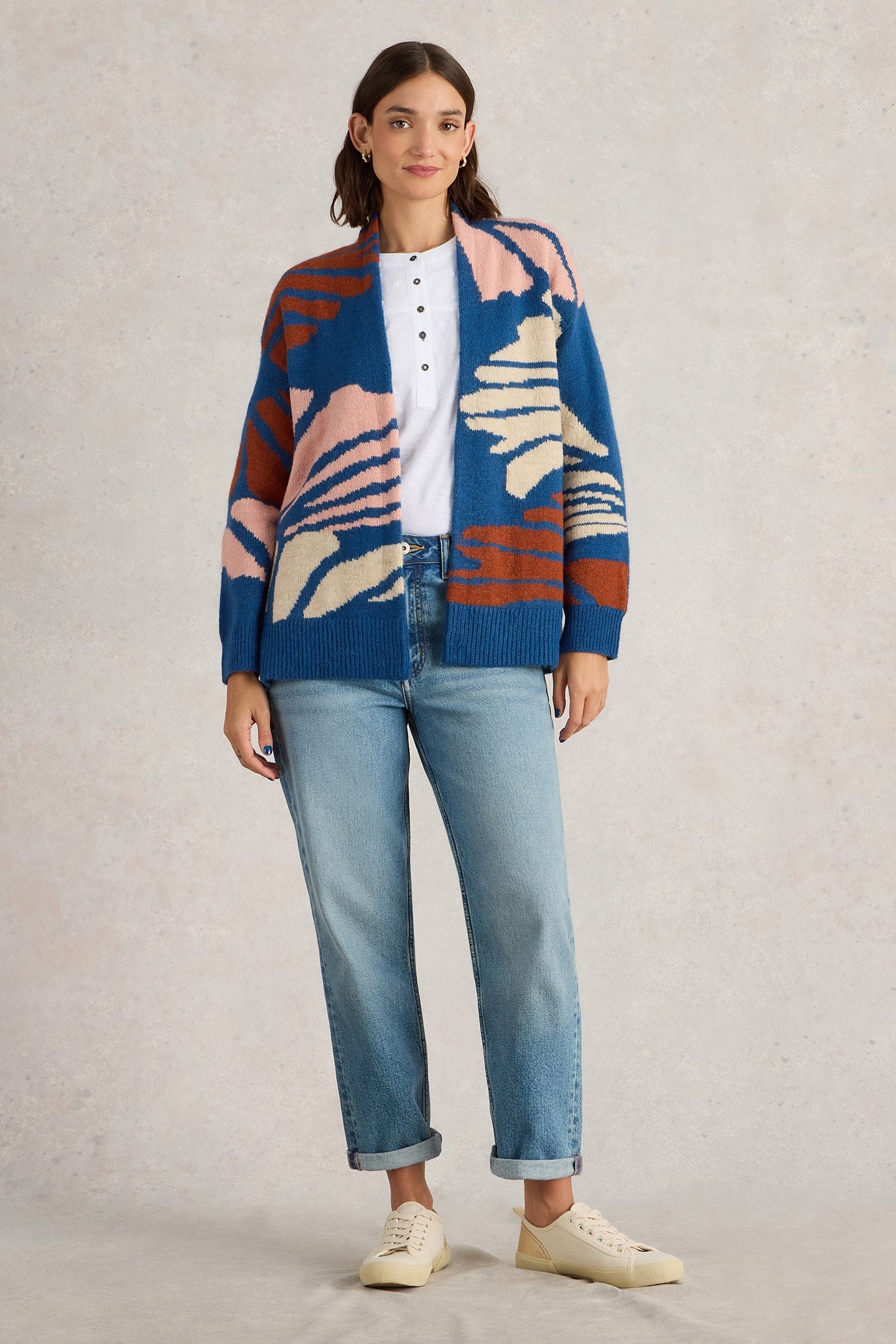 LOUISA LONGLINE CARDI BLUE MULTI 1