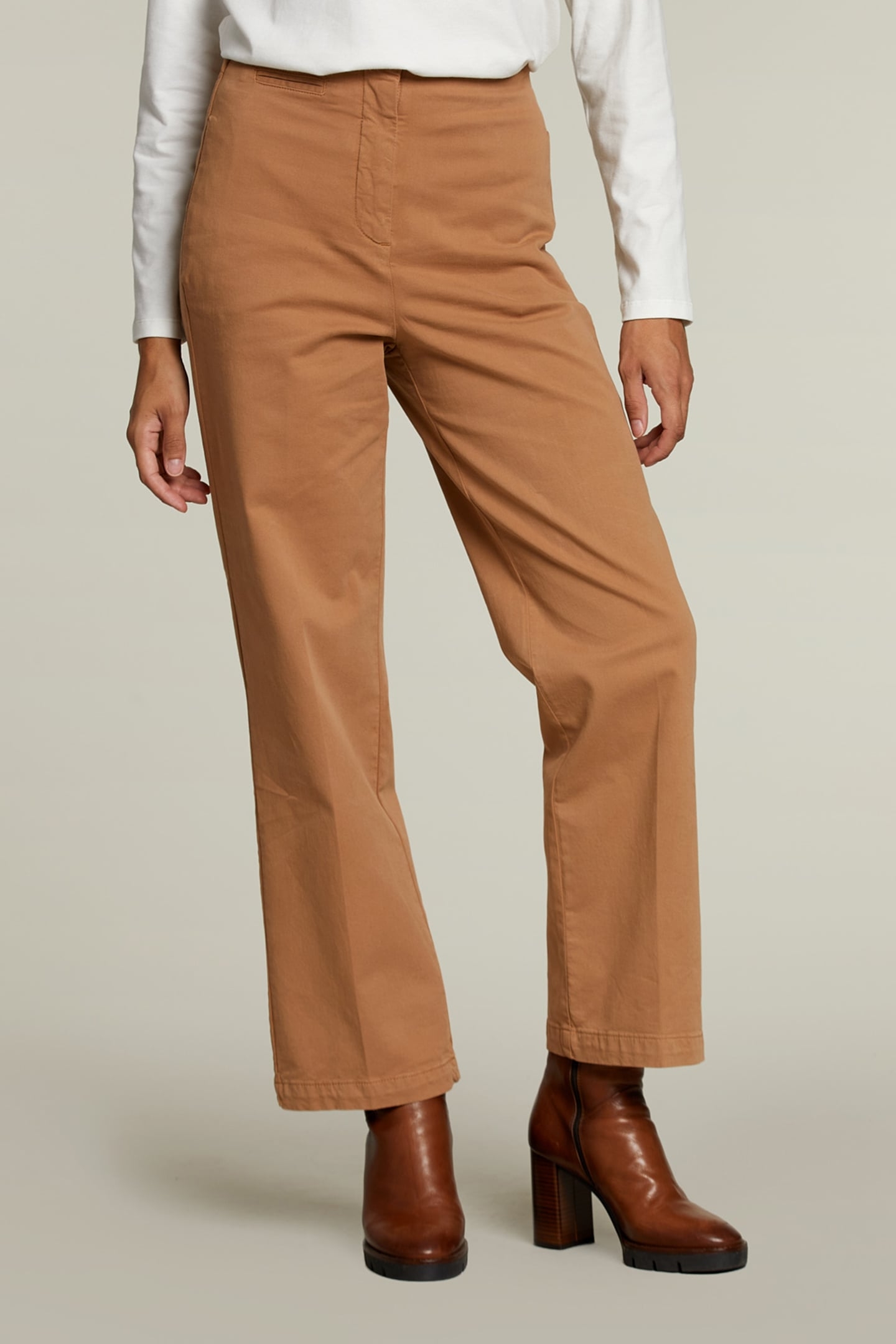 BROWN HIGH WAIST WELT POCKET PANTS 1