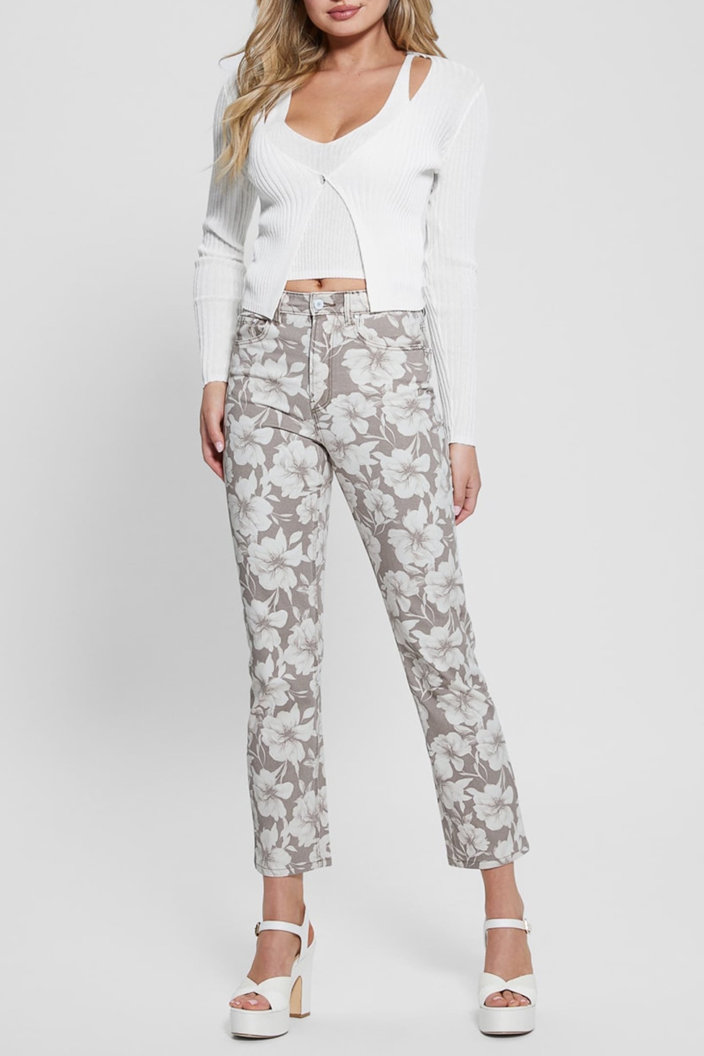 GUESS ECO LS FAUX DBL LAYER RE DOVE WHITE 3
