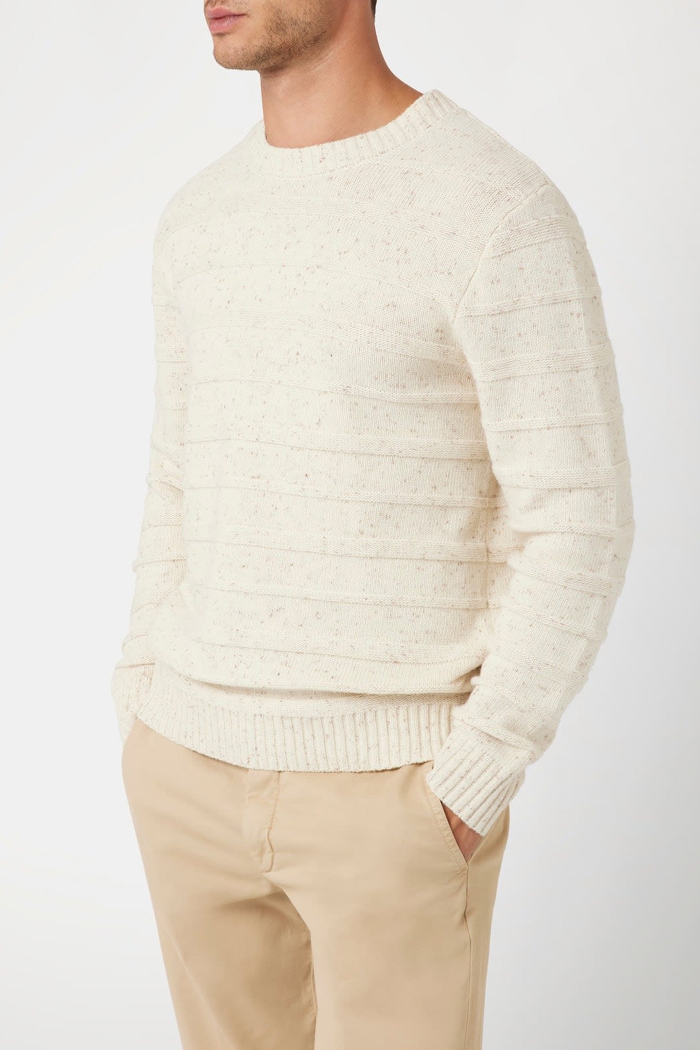 LS CN STITCH STRIPES WARM MILK 1