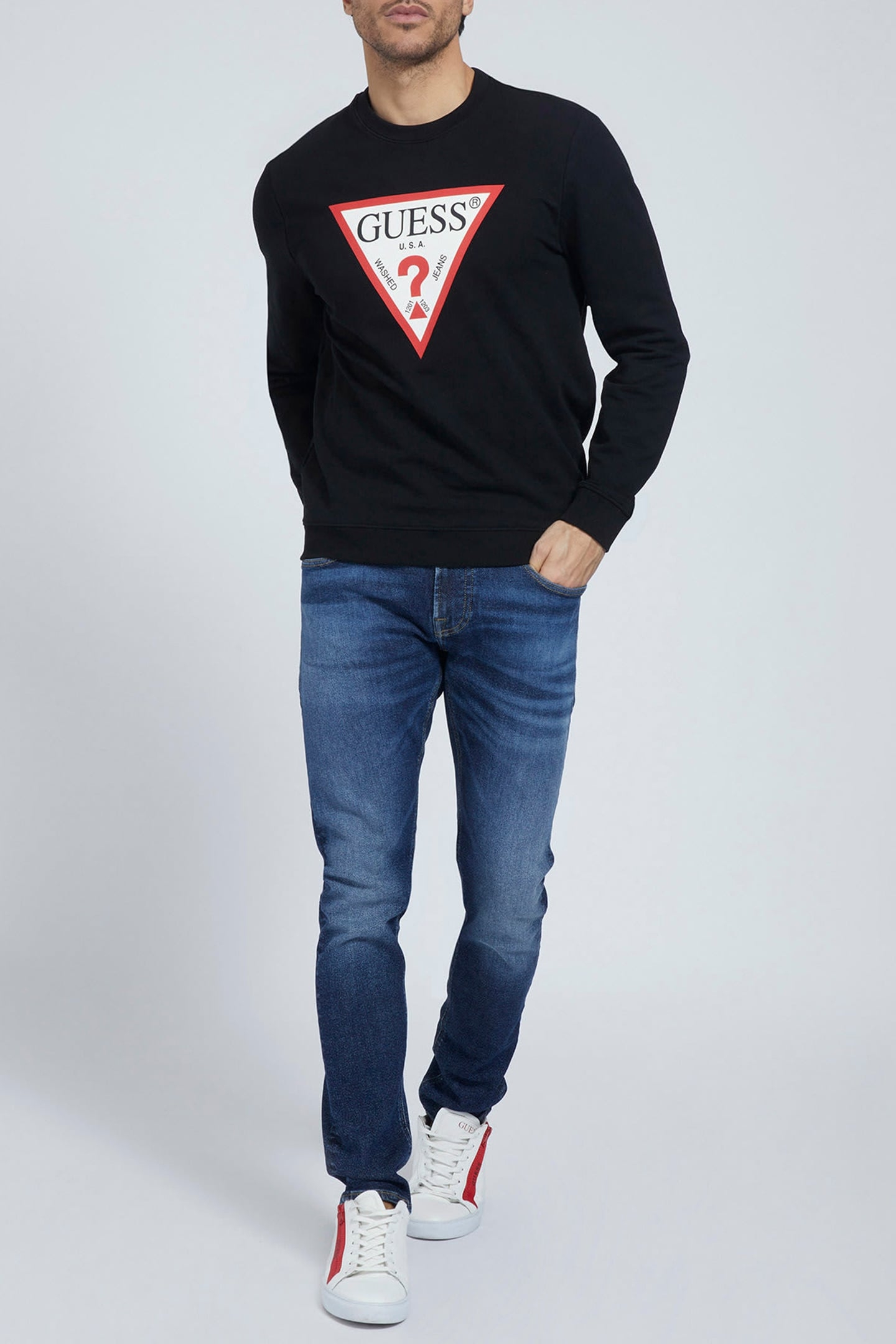 GUESS ECO AUDLEY CN FLEECE JET BLACK A996 3