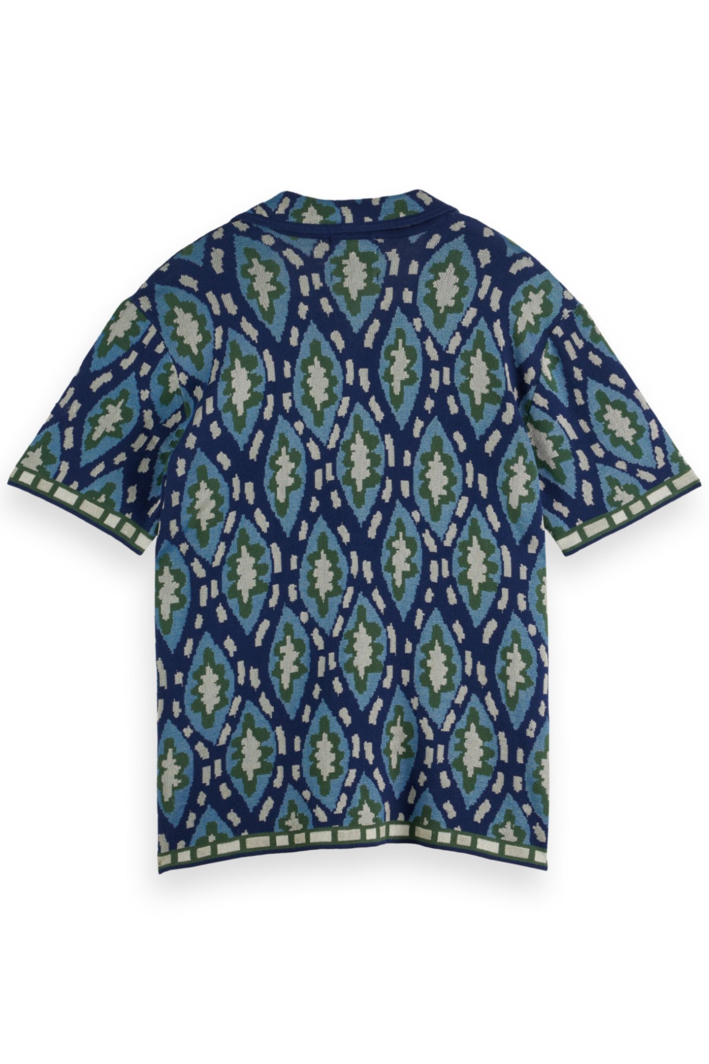 JACQUARD KNITTED SHORT-SLEEVED SHIRT BLUE BOOKCOVER AOP 5