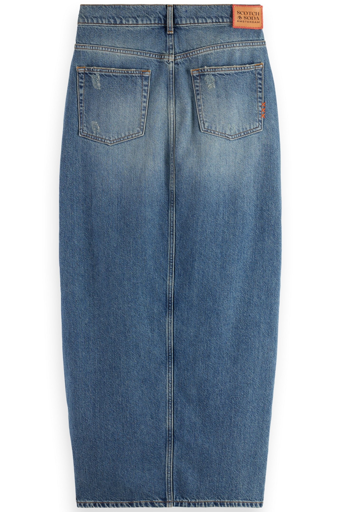 LONG VINTAGE WASHED DENIM SKIRT WITH FRONT SPLIT FRISCO NIGH 5