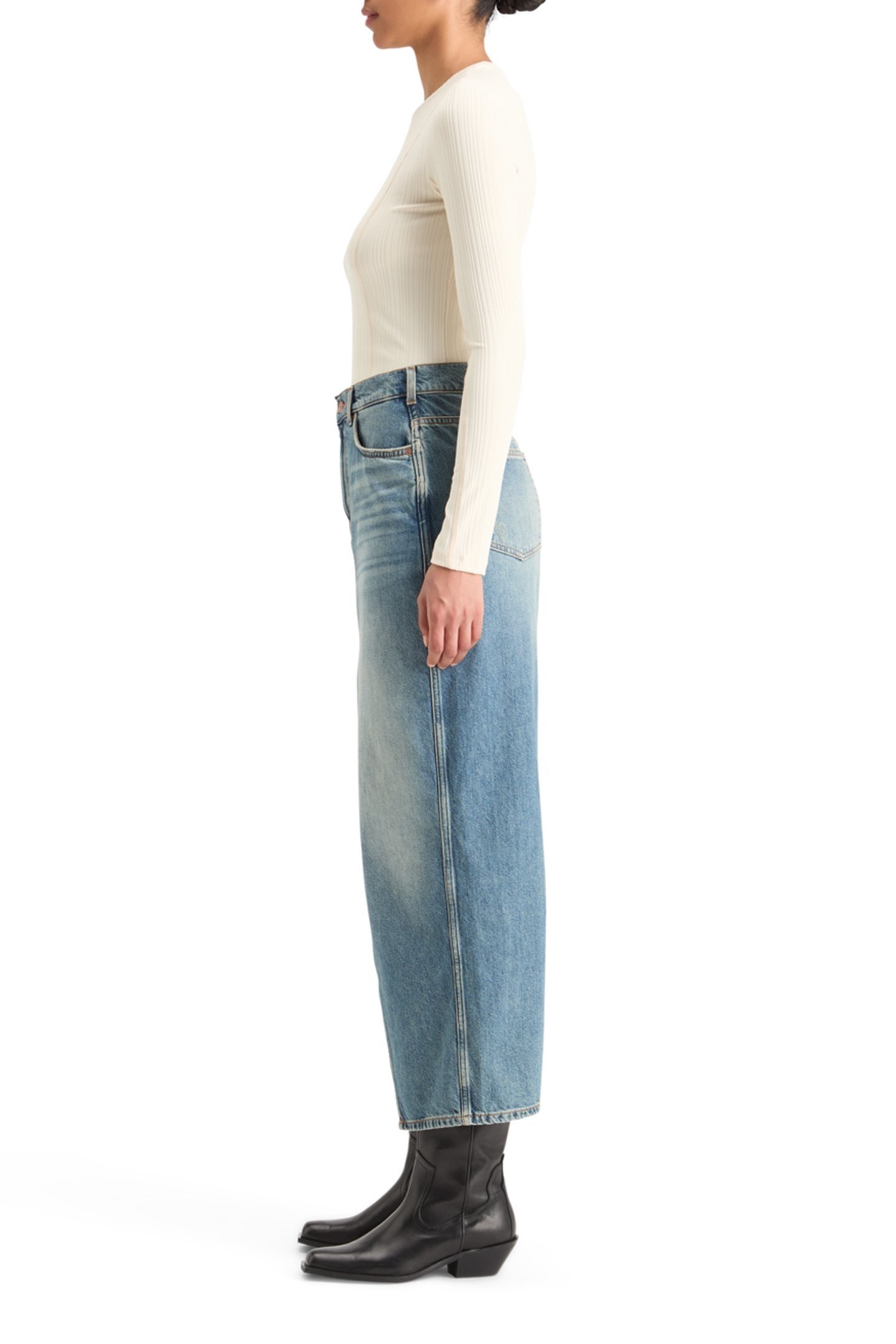 LONG VINTAGE WASHED DENIM SKIRT WITH FRONT SPLIT FRISCO NIGH 7