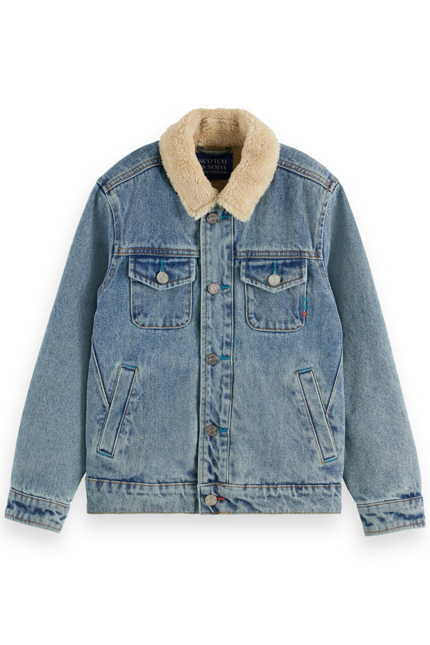 BOY DENIM WORKWEAR JACKET WITH TEDDY LINING WASHED INDIGO 1