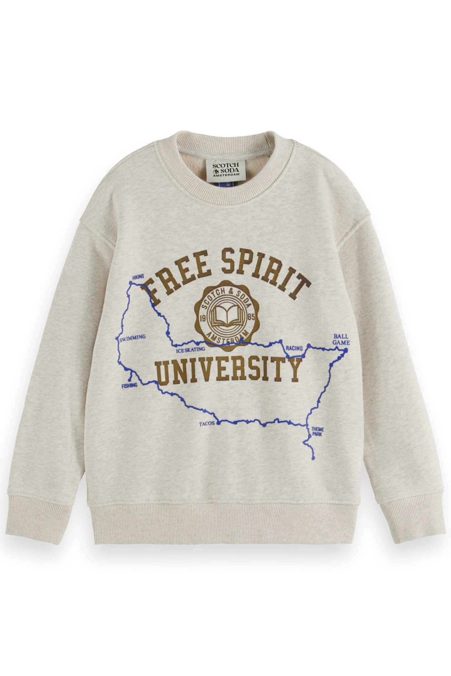 BOY REGULAR-FIT LOGO CARRIER CREW ECRU MELANGE 1