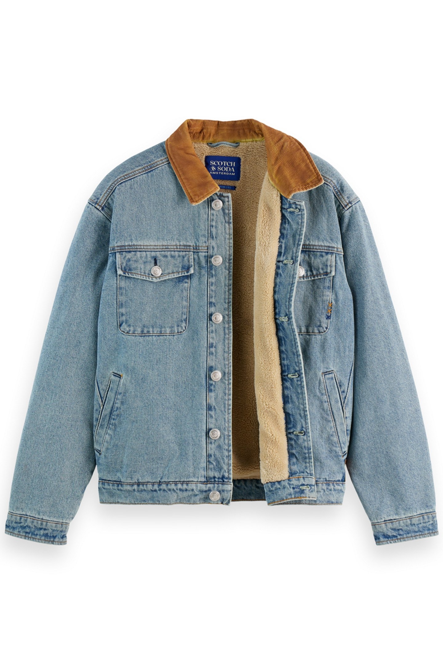 CORD COLLAR INDIGO TEDDY JACKET WASHED INDIGO 6